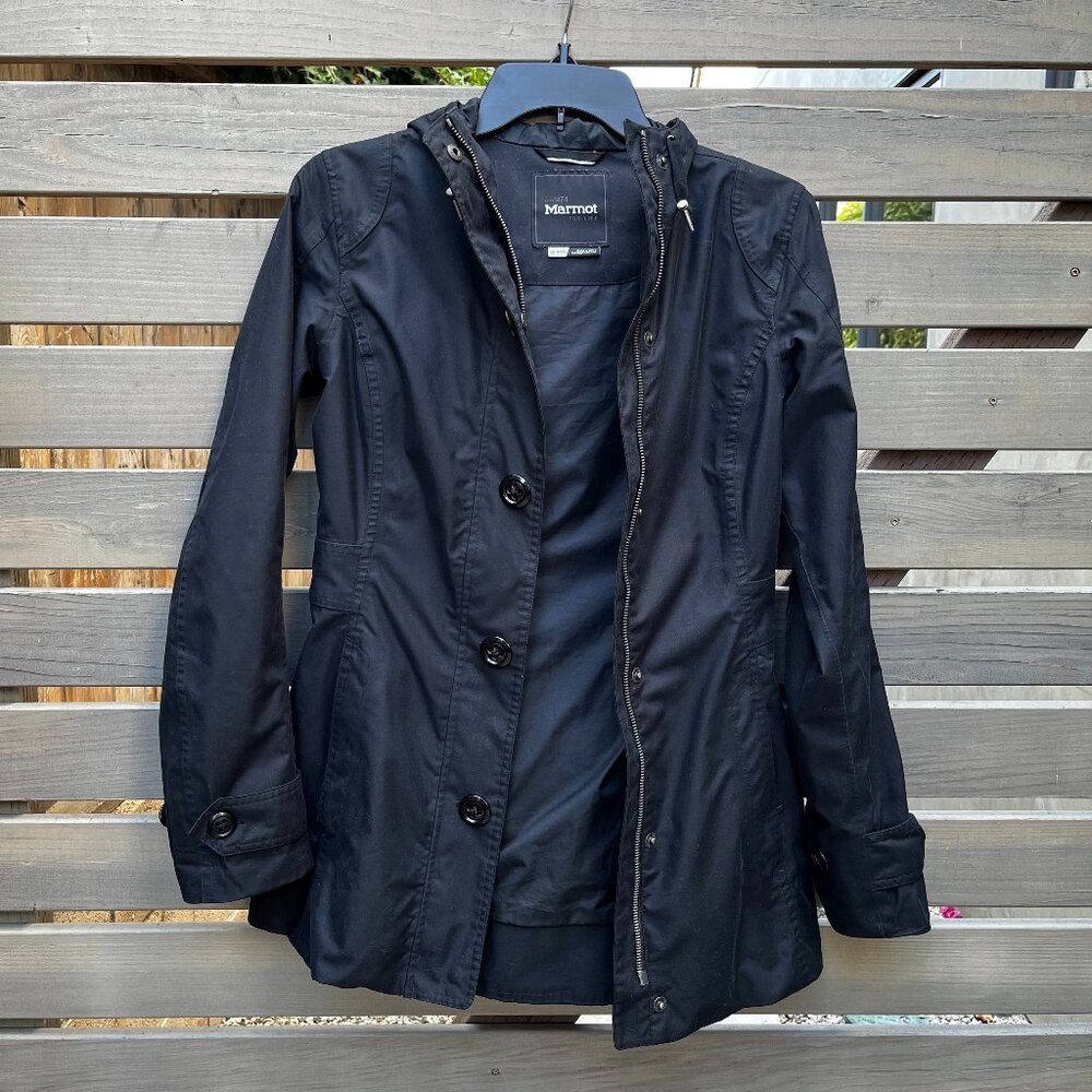 Marmot Women's Black Gwyn Jacket Trench Coat XS EUC